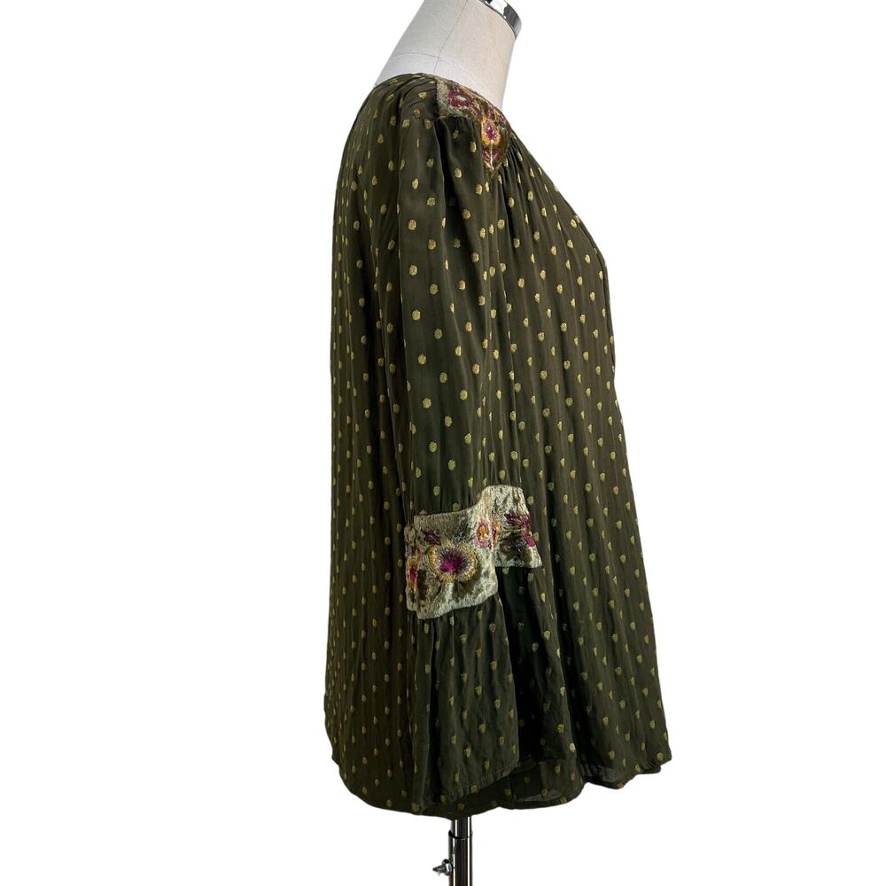 Chico's Green Peasant Top Whimsical Whimsygoth - Picture 4 of 10